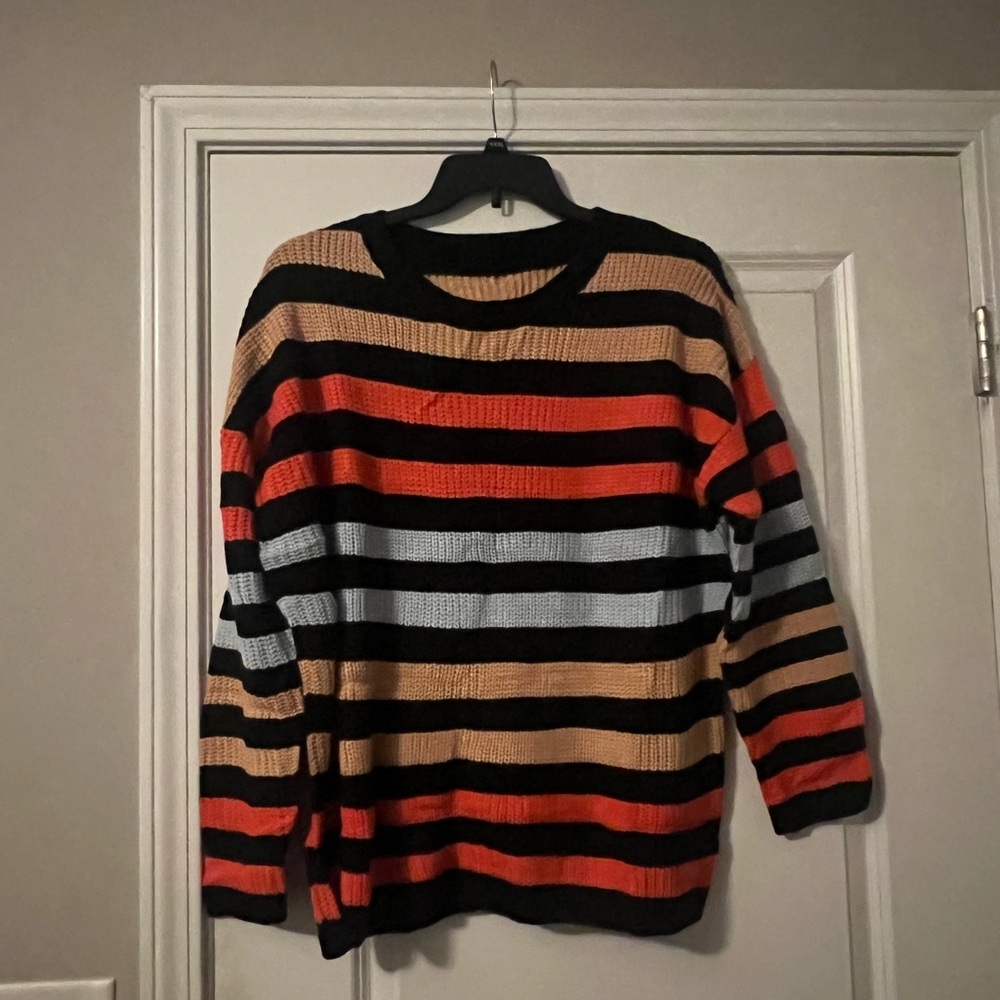 Multi color Crewneck Sweater with Stripes-NWOT
